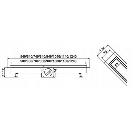 Odpływ liniowy podłogowy 2w1 pod płytkę - 120 cm KOLOR BIAŁY